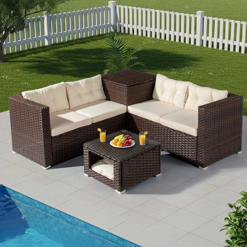 Piece garden sofa set table - 4-piece,