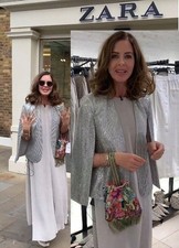 Zara Silver Sequin Blazer Cape