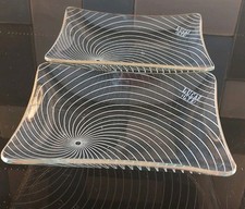 Chance Brothers Swirl Pattern 1950s Vintage Rectangular Dishes.