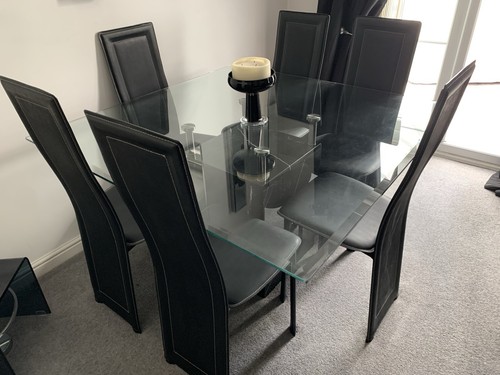 Modern black glass dining - modern,