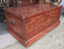 Vintage Large Wooden Storage Chest Trunk on Castors Coffer Table