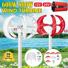 800W Lantern Vertical Wind Turbine Generator Charger Controller 12V 24V 5 Blades