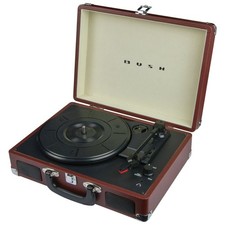 Bush Classic Portable Turntable Vinyl Record Player - Brown - 1 Year Guarantee