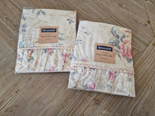 Vintage Broomhill Floral Frilled Pillowcases x2 – Pink Rose Shabby Chic Retro