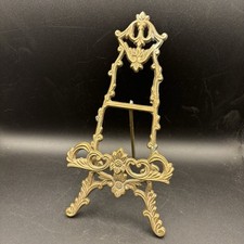 Easel Display Stand 9" x 4.5" Ornate Victorian Florentine Style Vintage Brass