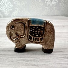 Small Pottery Glazed Elephant Figurine Collectable Boho Decor