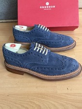 Grenson Archie Triple Welt Navy Suede  Mens Brogue Shoe Uk 8 Made In England