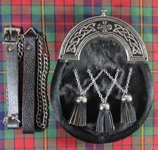 NEW BLACK CALF SKIN KILT