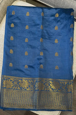 Elegant Saree Sari Blue Lovely Material No Blouse BRAND NEW