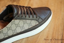 Gucci GG Monogram Canvas Brown Leather Trainers Sneakers Men's UK 8 G US 9 EU 42