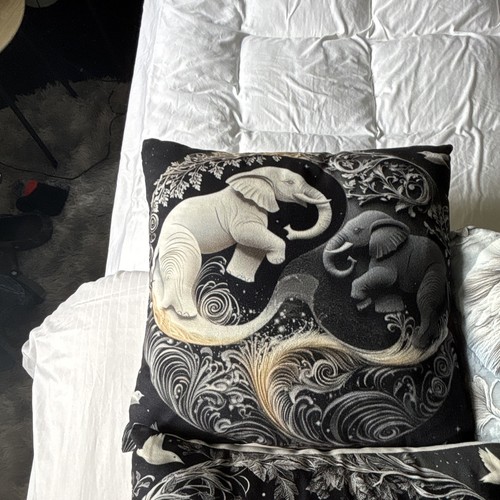 Square elephant print cushions - elephant,