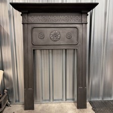 Tall Restored Original Edwardian 1908 Cast Iron Woodburner Fireplace / Surround