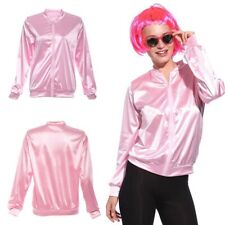 Women's Pink Satin Jacket for Grease Costume – Hen Night Fancy Dress Outfit XXL