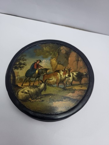 Antique paper mache snuff - mache,