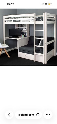 White wooden loft bunk - loft, bed
