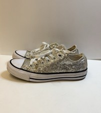 Converse All Star Silver Glitter Sequin Low Top UK 5