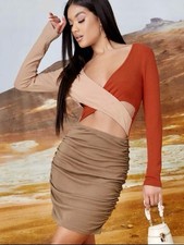 Brown Tones Colour block Rib