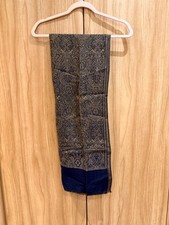 Traditional Nacy & Brown Paisley Print Pure Pashmina Shawl | 20" x 74" | New