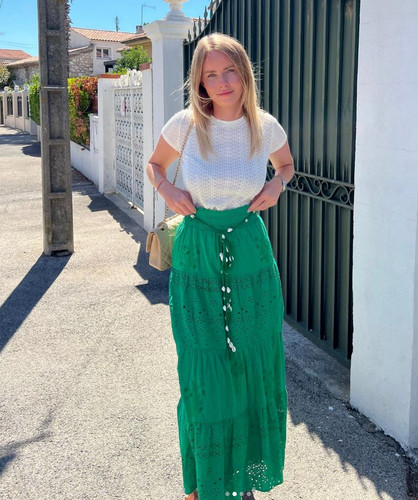 Zara green embroidered long - zara,