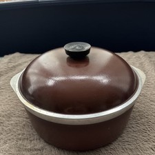 Large Vintage CLUB Aluminum Brown Enamel Dutch Oven Casserole with Lid 26cm 