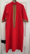 Vintage Red Acrylic Fleece Kaftan Dressing Gown Night Robe Loungewear
