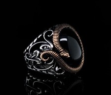 Men's Onyx Ring, Snake Symbol