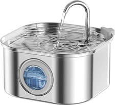 3.2L Stainless Steel Pet Water Fountain, W/Super Quiet Transparent Window Design