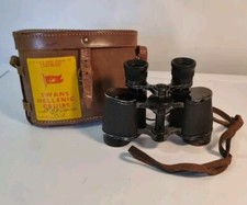 Vintage Binoculars with Leather Case WW1  era Military Good Lenses Metal Casing 