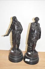 A pair of late 19th century black patinated cast spelter figures of Shakespeare