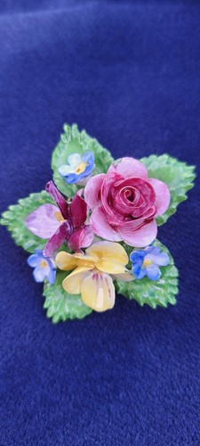 Denton china flower brooch - china,