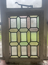 Antique Art Deco Stained Glass Window Panel: English, 1920s.