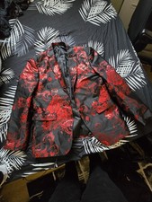 Mens Black Red Floral Blazer