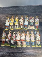 Antique Victorian Die Cut Paper Scraps, Children  With Toys, Musical Instruments