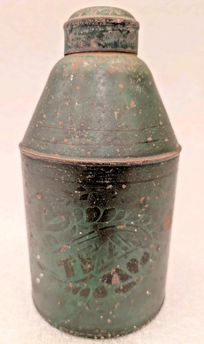 Antique 1800s tin toleware tea - antique,