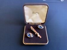 Leaping salmon cufflinks and Tie Clip ‘nippy-clip’ - Stratton mid-century in box