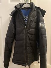 Men's Superdry Scuba Dive Edition 01 black coat Jacket fleece lined Size Small 