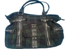 Tartan Check Studded Handbag Shoulder Bag Gothic Punk Emo