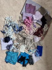 Job Lot Of Blue And Lilac Ribbon, Trim, Bows, Lace And Fabric, Some Silk.