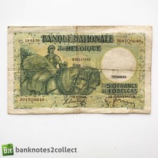 BELGIUM: 1 x 50 Francs / 10 Belgas Belgian Banknote.