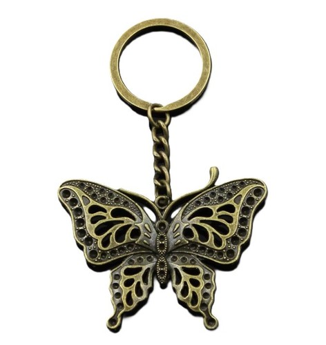 Butterfly keyring bronze metal - butterfly,