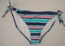 Fat Face Blue Navy Striped Bikini Bottom Briefs Tie Waist Size UK 18 46 Holiday