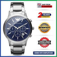 Emporio Armani AR2448 Stainless Steel Chronograph Blue Dial Mens Watch