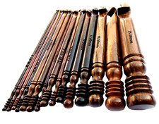 Original Rosewood Crochet Set of 15  Ergonomic  Handmade Brown Hooks MADE IN IND
