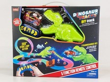 Dinosaur Slot Car Race Track Set 143 Piece Glow Dark Smoking T-Rex Kids Gift UK