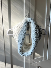 Grey and White Knitted Snood