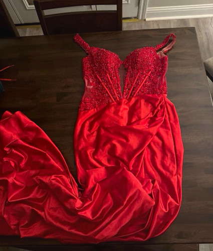 Sherri hill red - satin, beaded