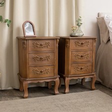 Pair of Wooden 3 Drawer