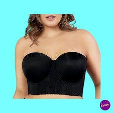 PARFAIT Women's Full Coverage Bra, Longline Strapless, Black, UK 34F | EU 75F