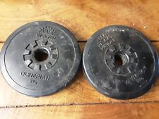 2x WEIDER OLYMPIAN 2kg VINYL WEIGHT PLATES  1" centre dumbbell barbell (4 avail)