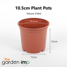 10.5cm Plastic Plant Pots Full
